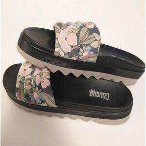 Cougar Prato Sandals Womens 11M Black Floral Slide Sport Suede Platform PRATO-S